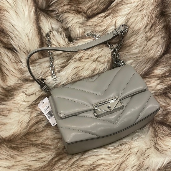 NEW NWT | Michael Kors CECE XS CHAIN CROSSBODY Gray Leather Shoulder Bag Purse - Picture 3 of 9